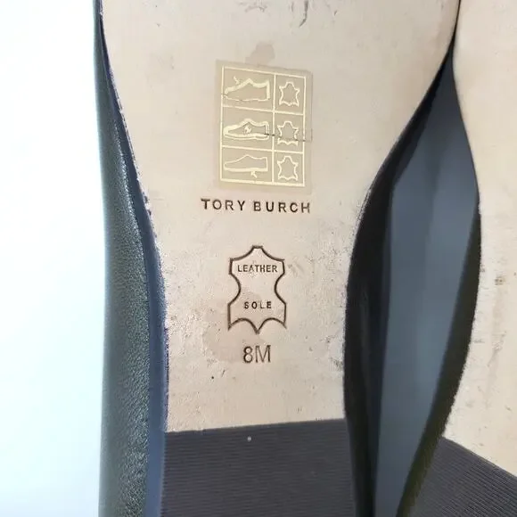 Tory Burch Eleanor Loafers Flat Goat Leather Moss Olive Green Gold 84922 Size 8 - Picture 10 of 12